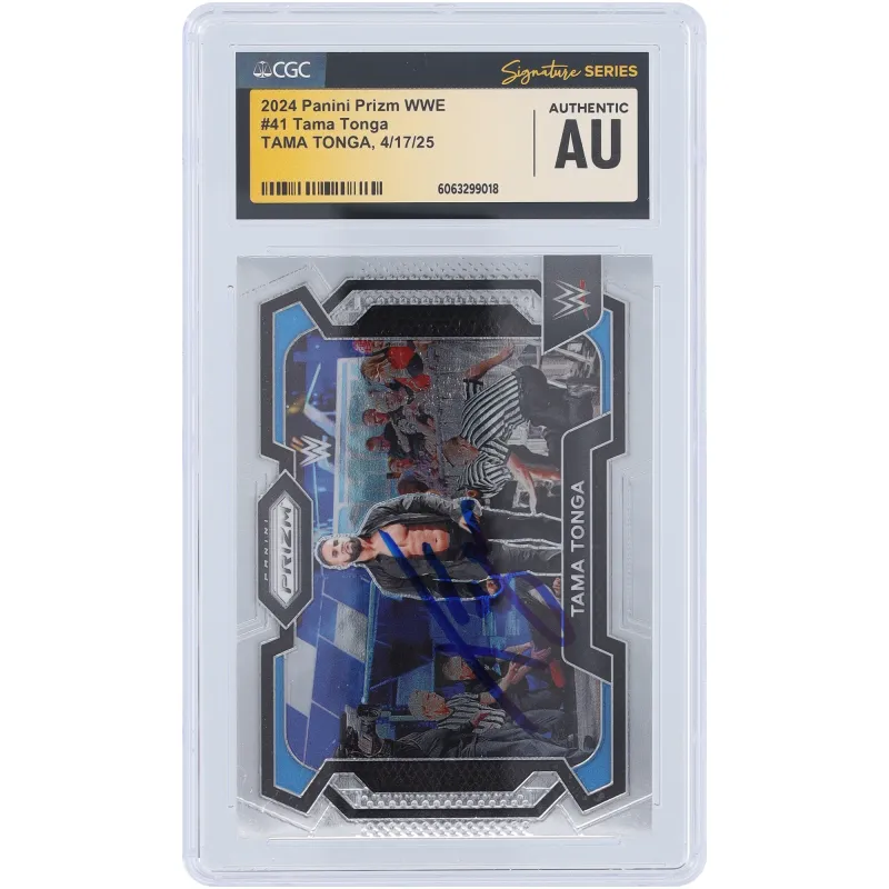 Tama Tonga WWE Autographed 2024 Panini Prizm #41 CGC Authenticated Card sold by WWE