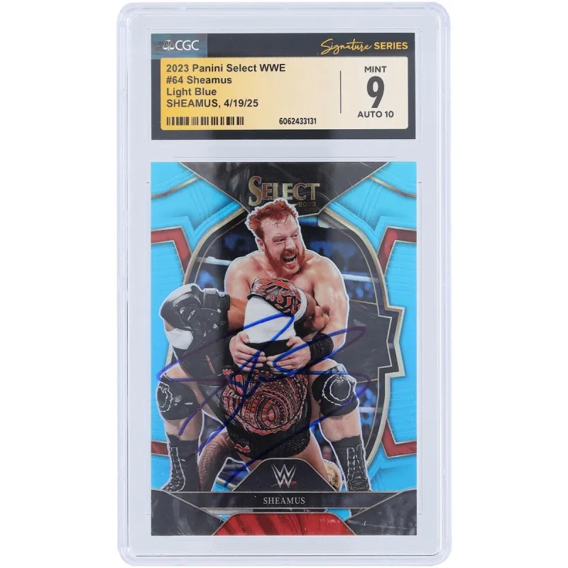 Sheamus WWE Autographed 2023 Panini Select Light Blue Prizm #64 #/249 CGC Fanatics Witnessed Authenticated 9/10 Card sold by WWE