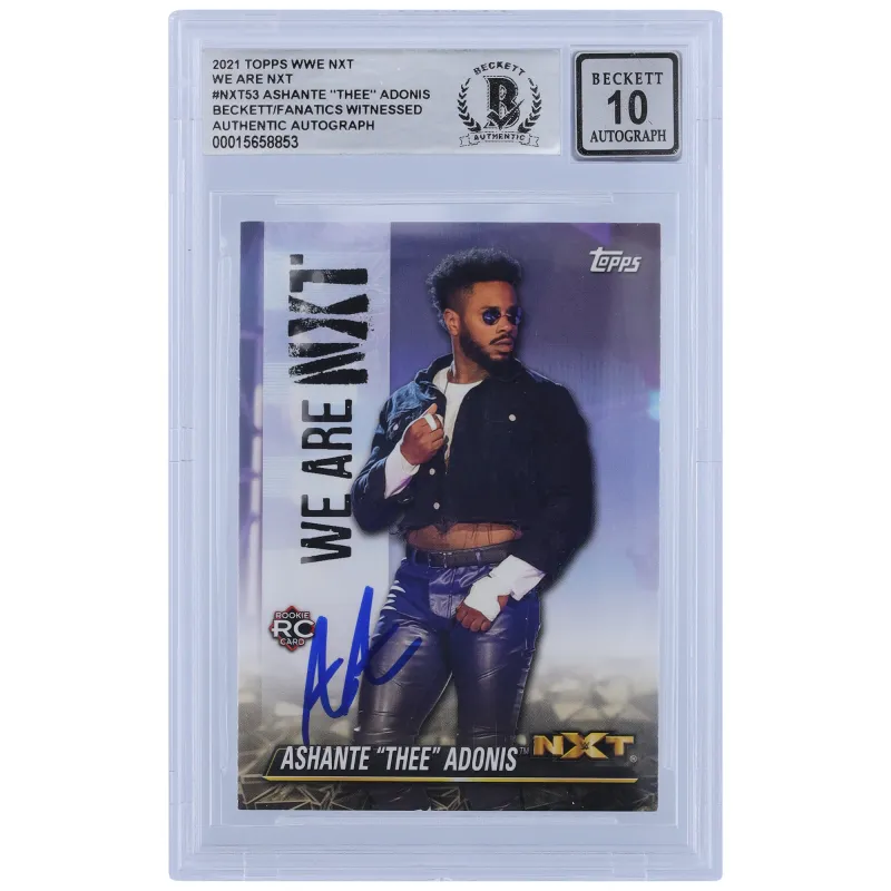 Ashante Thee Adonis WWE Autographed 2021 Topps We Are NXT #NXT-53 Beckett Fanatics Witnessed Authenticated 10 Rookie Card sold by WWE