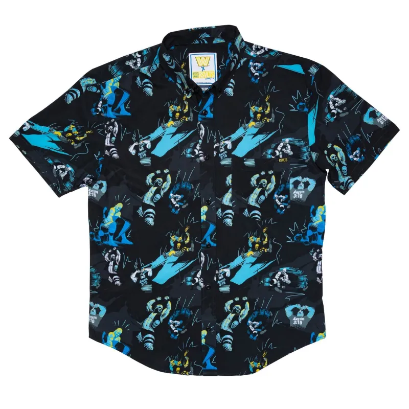Men's Black "Stone Cold" Steve Austin Button-Down Shirt sold by WWE