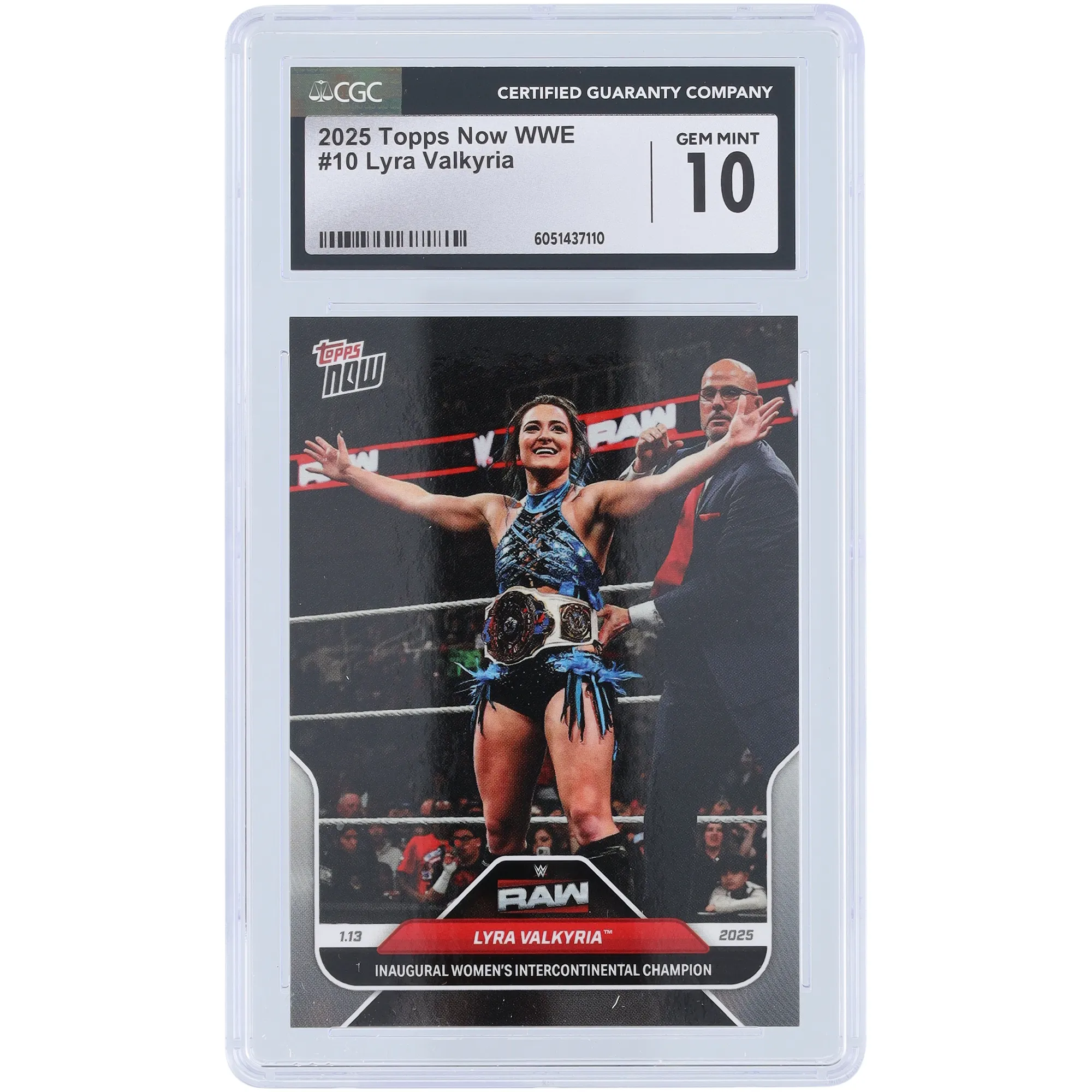Lyra Valkyria WWE 2025 Topps Now Inaugural Women's Intercontinental Champion #10 CGC Authenticated 10 Card sold by WWE