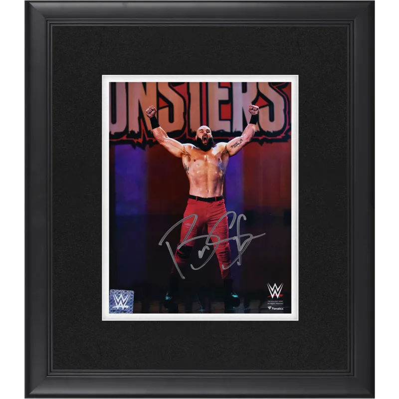 Braun Strowman WWE Autographed Framed 8" x 10" Entrance Raising Arms Photograph sold by WWE