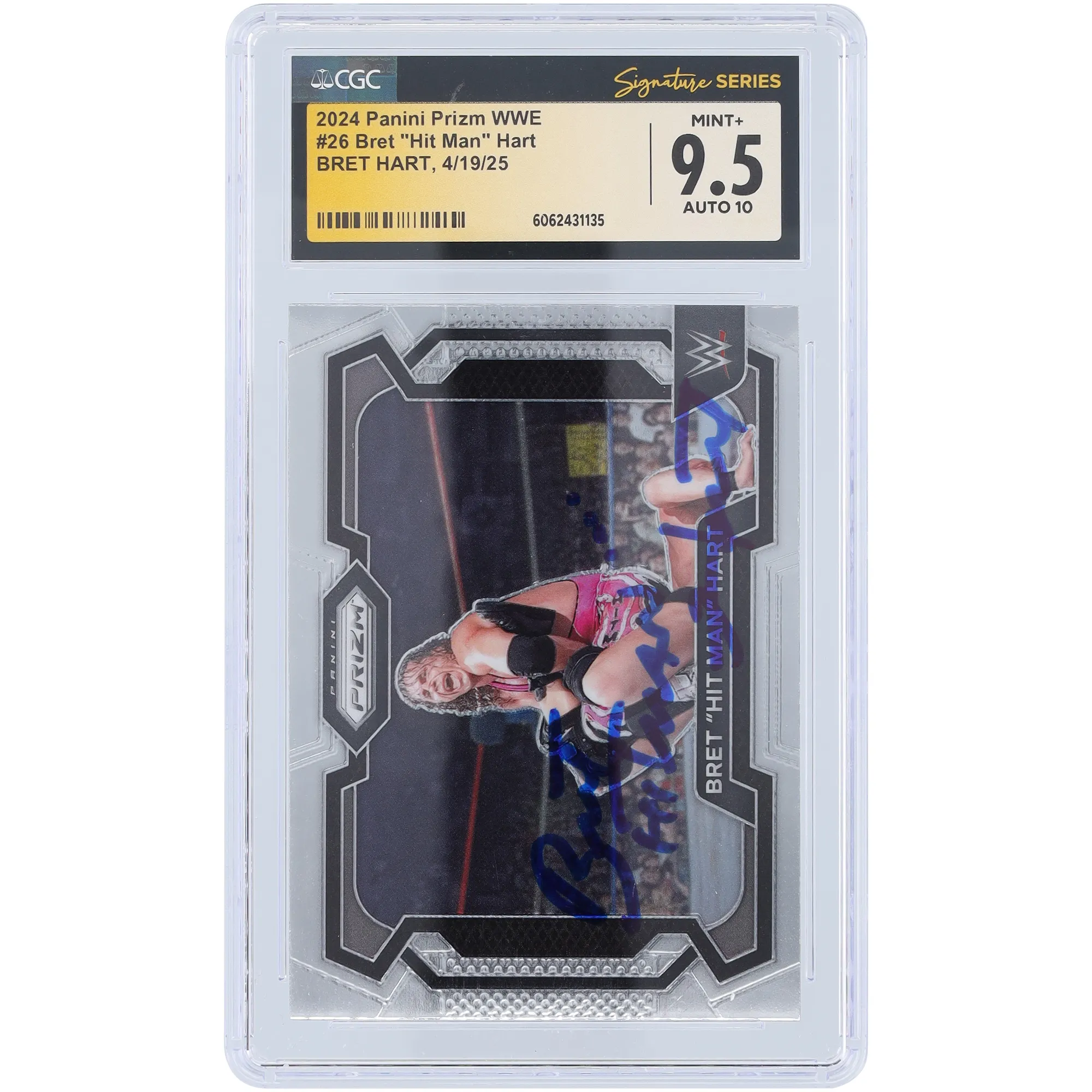 Bret Hart WWE Autographed 2024 Panini Prizm #26 CGC Fanatics Witnessed Authenticated 9.5/10 Card sold by WWE