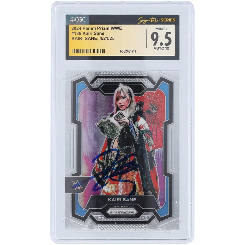 Kairi Sane WWE Autographed 2024 Panini Prizm #186 CGC Fanatics Witnessed Authenticated 9.5/10 Card made by WWE