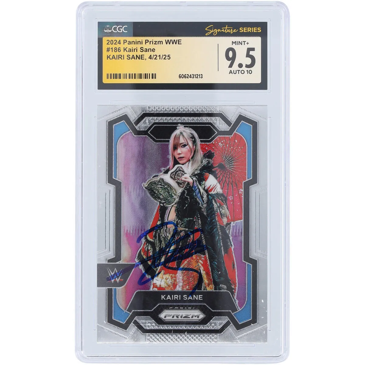 Kairi Sane WWE Autographed 2024 Panini Prizm #186 CGC Fanatics Witnessed Authenticated 9.5/10 Card sold by WWE
