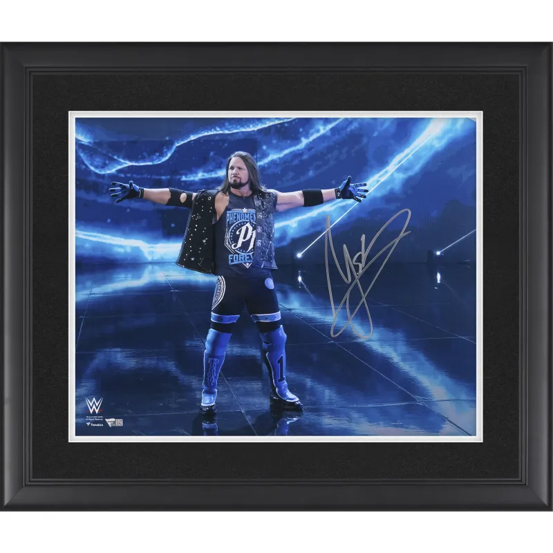 AJ Styles WWE Autographed Framed 16" x 20" Entrance with Arms Out Photograph sold by WWE