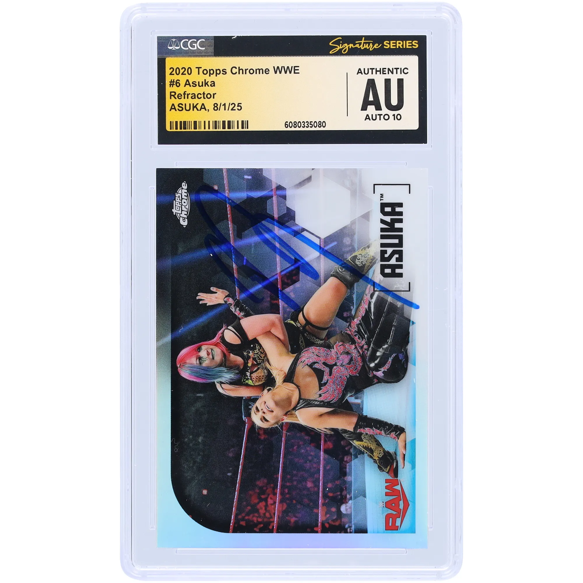 Asuka WWE Autographed 2020 Topps Chrome Refractor #6 CGC Fanatics Witnessed Authenticated Auto 10 Card sold by WWE