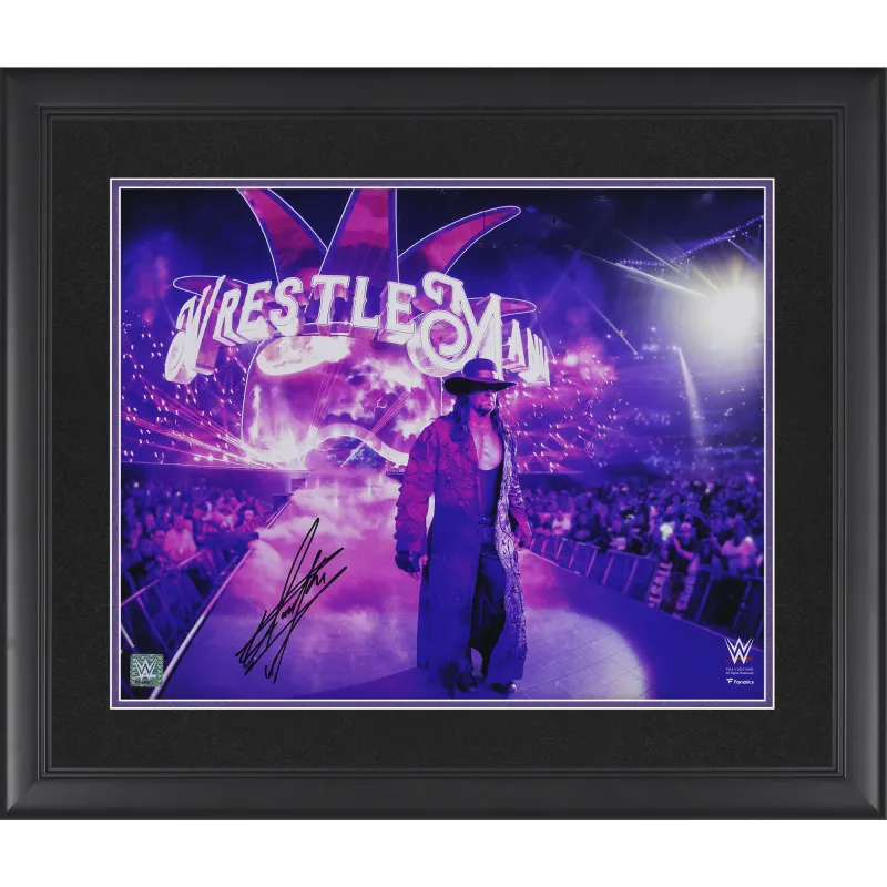 The Undertaker WWE Autographed Framed 16" x 20" WrestleMania 34 Entrance Photograph sold by WWE