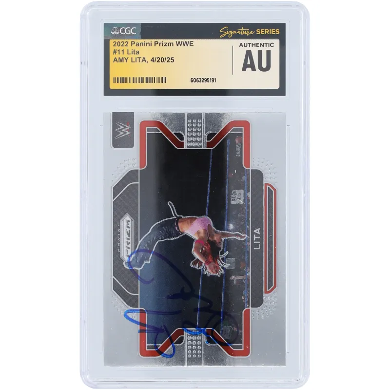 Lita WWE Autographed 2022 Panini Prizm #11 CGC Fanatics Witnessed Authenticated Card made by WWE