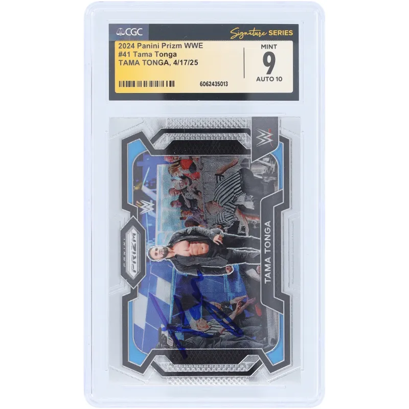 Tama Tonga WWE Autographed 2024 Panini Prizm #41 CGC Fanatics Witnessed Authenticated 9/10 Card sold by WWE