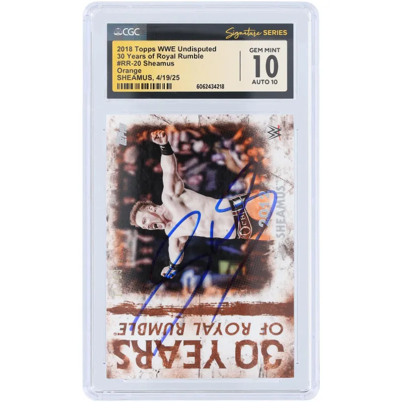 Sheamus WWE Autographed 2018 Topps Undisputed 30 Years of Royal Rumble #RR-20 #/99 CGC Fanatics Witnessed Authenticated 10/10 Card sold by WWE