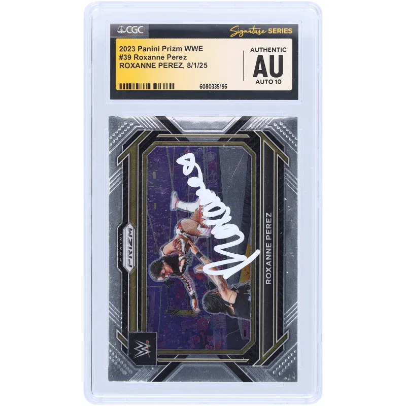 Roxanne Perez WWE Autographed 2023 Panini Prizm White Ink #39 CGC Fanatics Witnessed Authenticated Auto 10 Card made by WWE