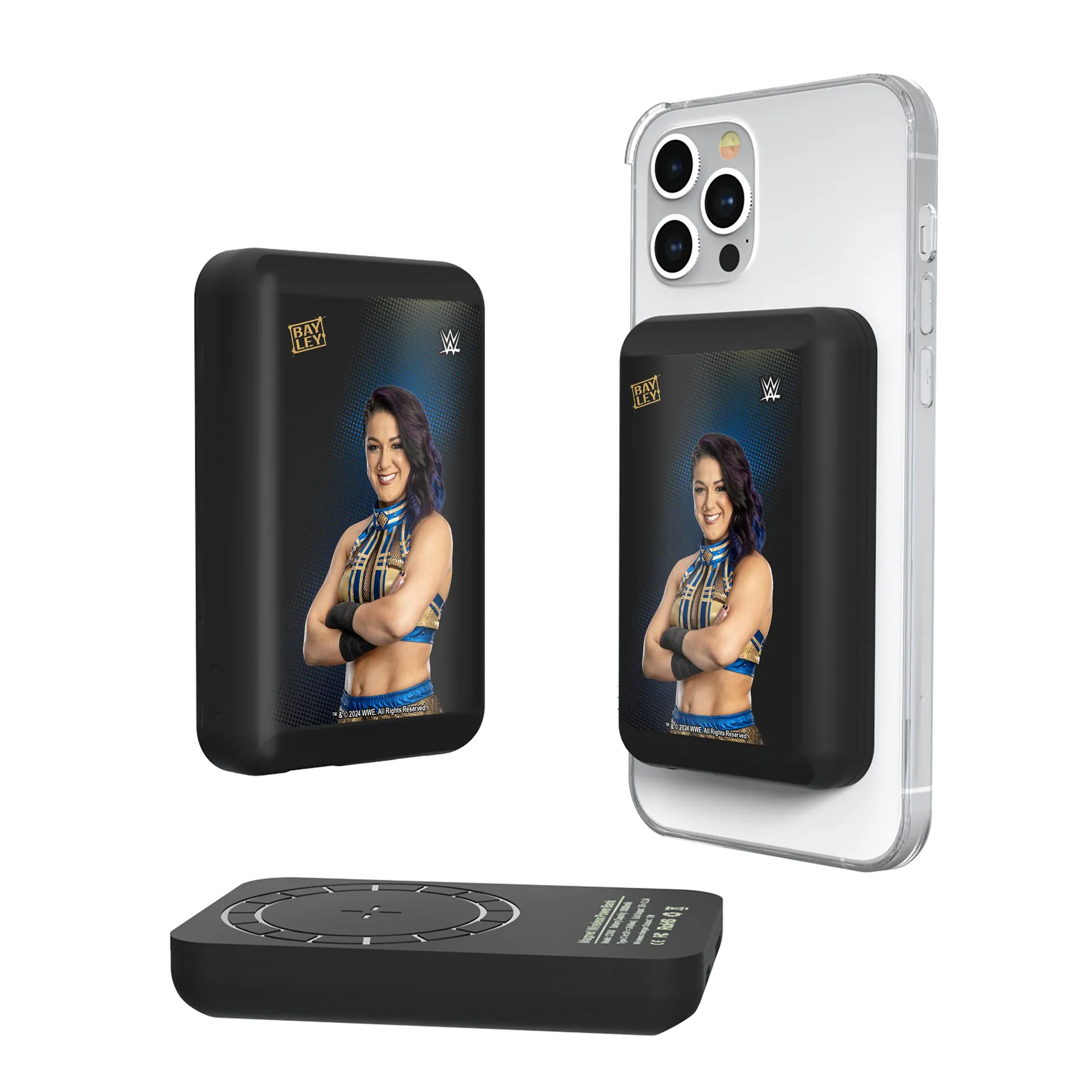 Keyscaper Bayley Superstar Wireless Magnetic Power Bank sold by WWE