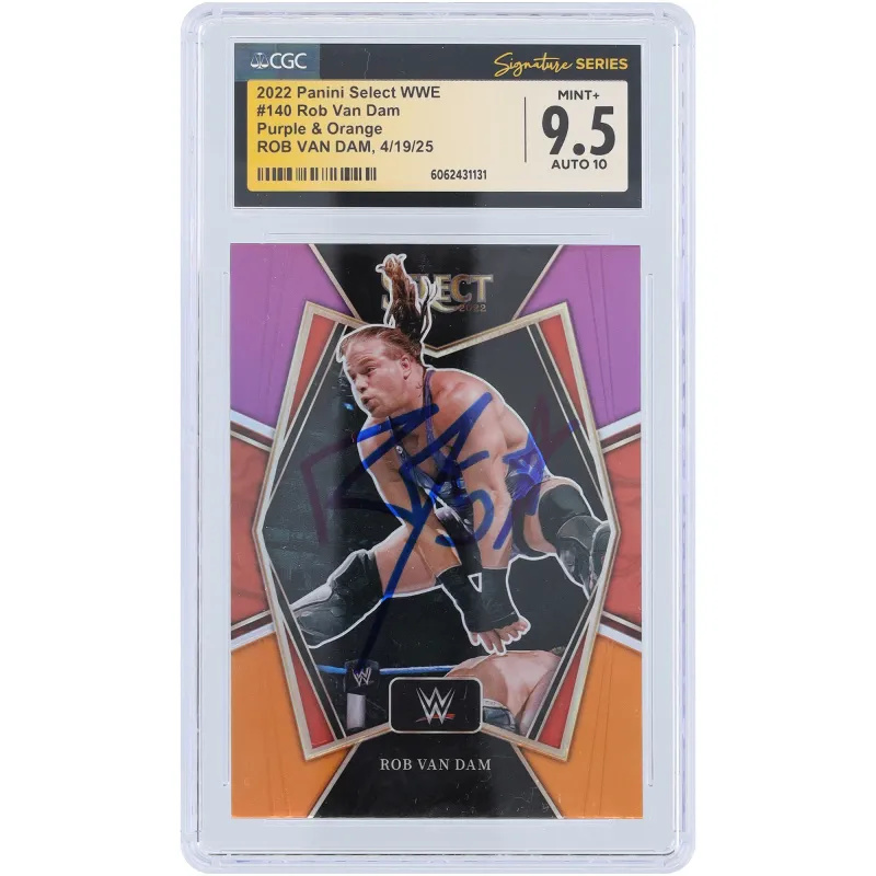Rob Van Dam WWE Autographed 2022 Panini Select Purple & Orange Prizm #140 CGC Fanatics Witnessed Authenticated 9.5/10 Card made by WWE