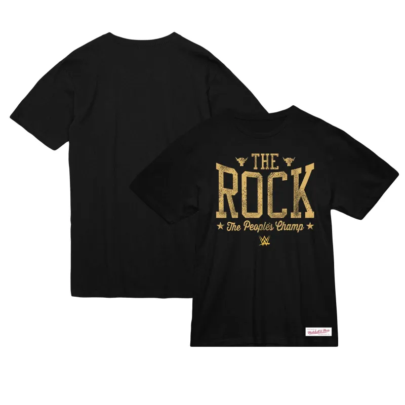 Men's Mitchell & Ness Black The People's Champ T-Shirt sold by WWE