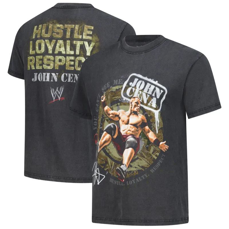 Men's Black John Cena Loyalty Snow Washed Boxy T-Shirt sold by WWE