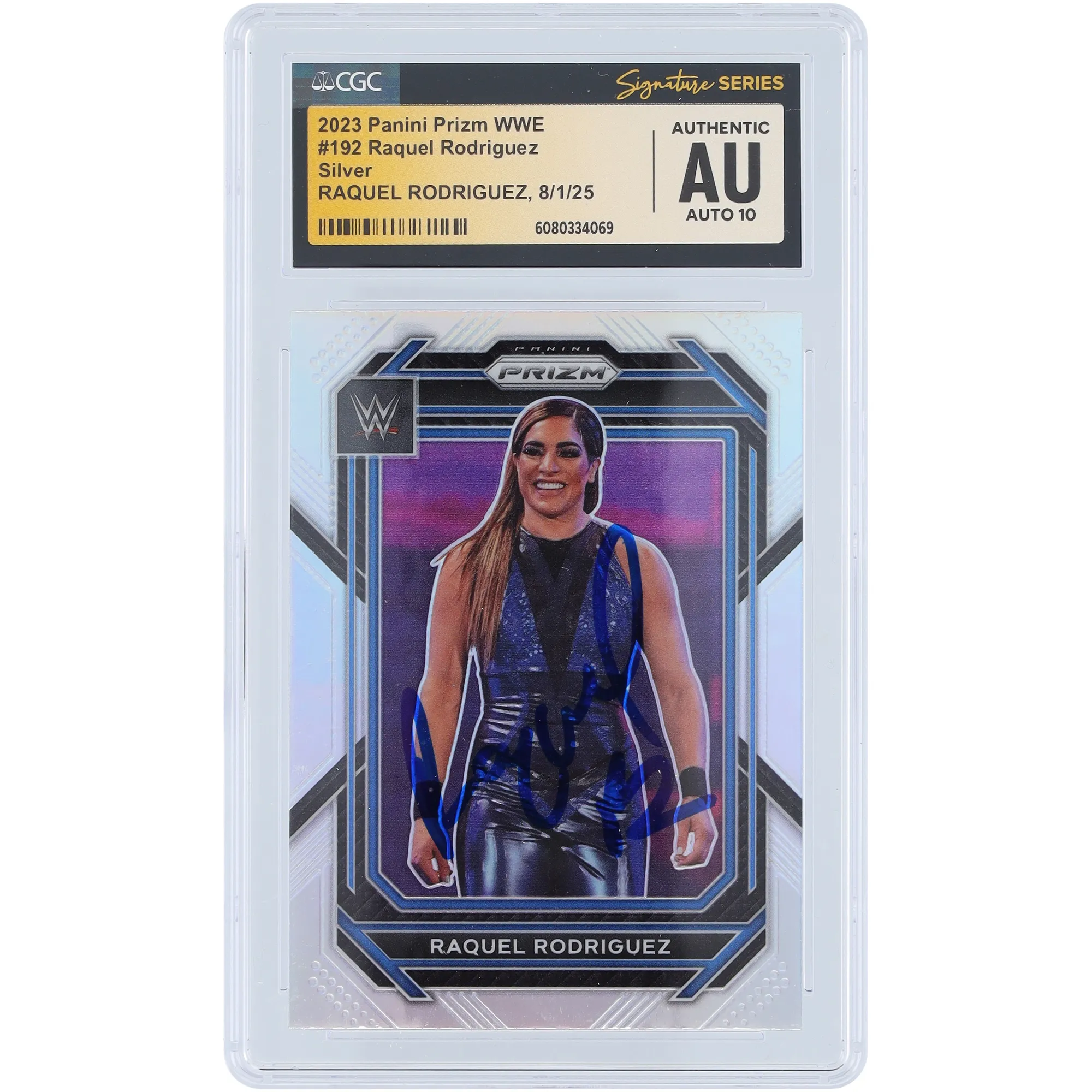 Raquel Rodriguez WWE Autographed 2023 Panini Prizm Silver Prizm #192 CGC Fanatics Witnessed Authenticated 10 Card sold by WWE