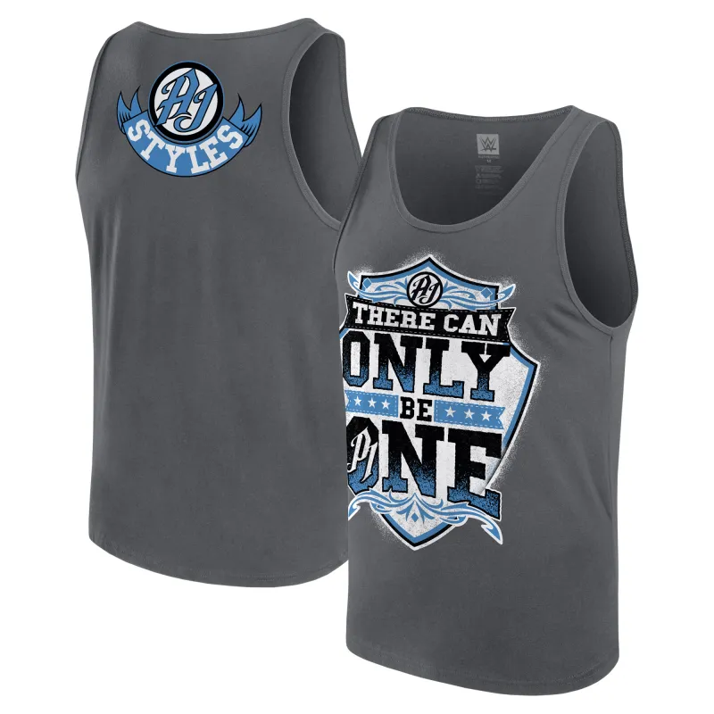 Men's Gray AJ Styles There Can Only Be One Tank Top sold by WWE