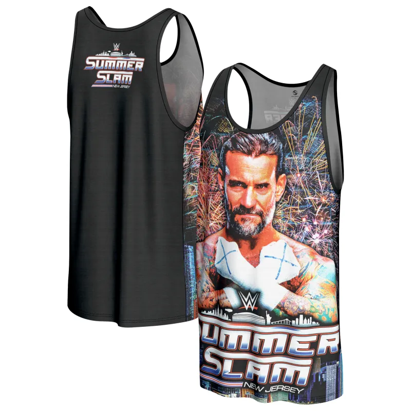 Men's ProSphere Black CM Punk SummerSlam 2025 Tank Top sold by WWE