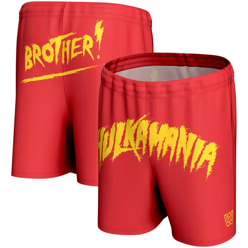 Men's ProSphere Red Hulk Hogan Hulkamania Shorts made by WWE