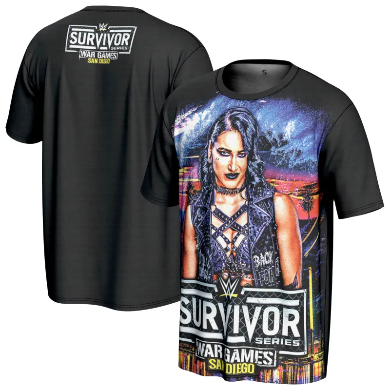 Men's ProSphere Black Rhea Ripley Survivor Series 2025 T-Shirt sold by WWE