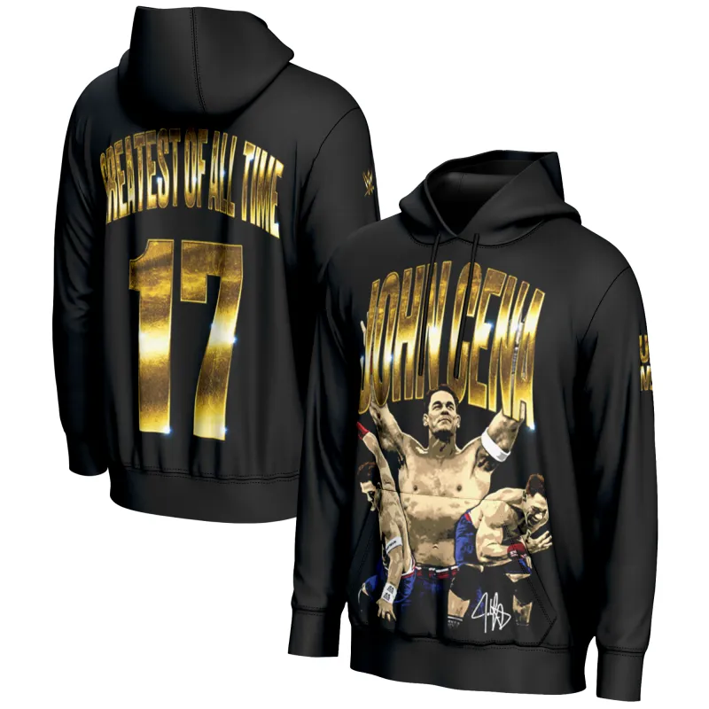 Men's ProSphere Black John Cena GOAT Pullover Hoodie sold by WWE
