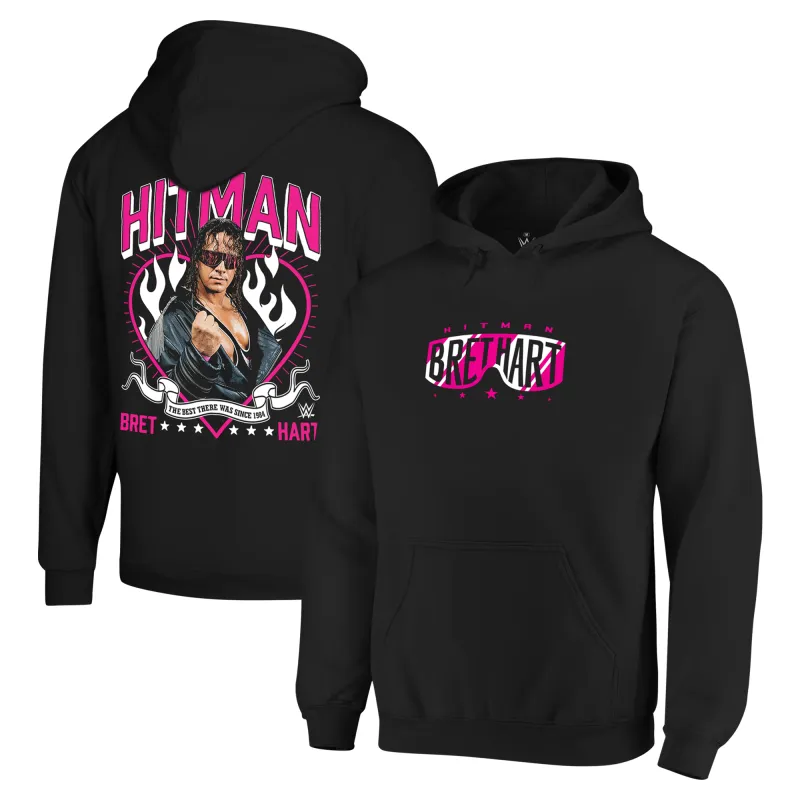 Men's Ripple Junction Black Bret Hart Graphic Fleece Pullover Hoodie sold by WWE