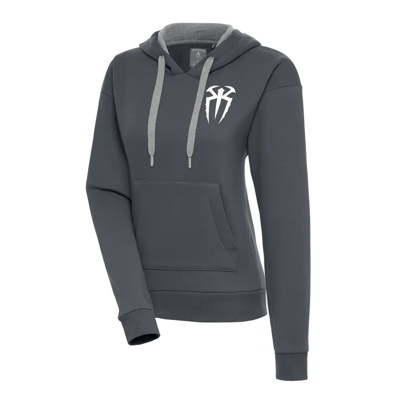 Women's Antigua Charcoal Roman Reigns Victory Pullover Hoodie sold by WWE