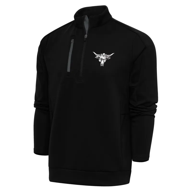 Men's Antigua Black/Gray The Rock Generation Quarter-Zip Pullover Top sold by WWE