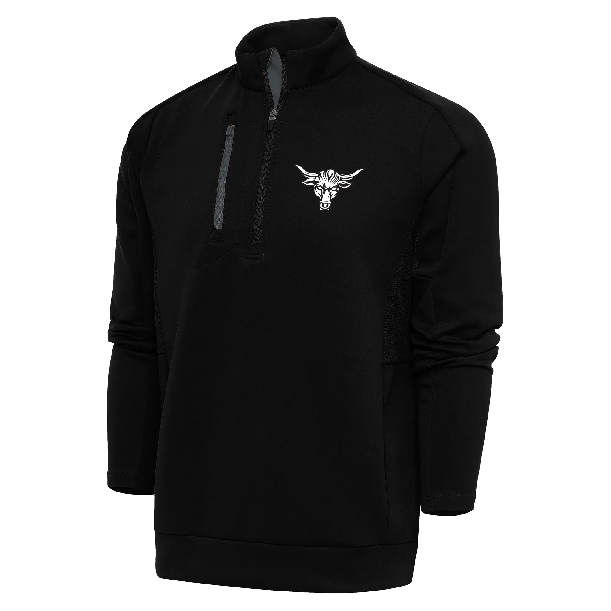 Men's Antigua Black/Gray The Rock Generation Quarter-Zip Pullover Top sold by WWE