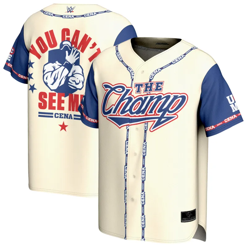 Men's ProSphere Cream John Cena The Champ Baseball Jersey sold by WWE