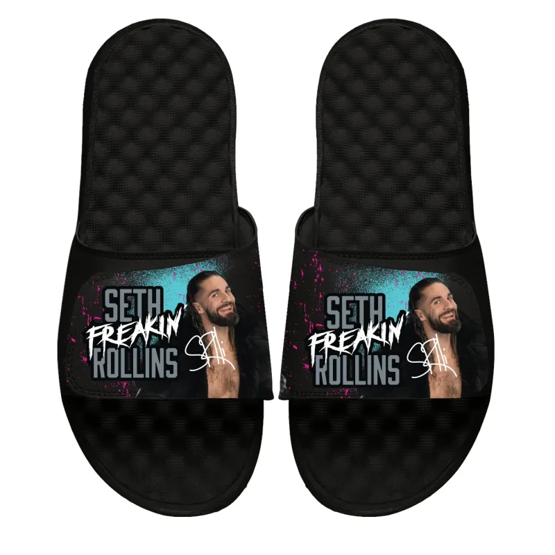 Unisex ISlide Black Seth Rollins Collage Slide Sandals sold by WWE