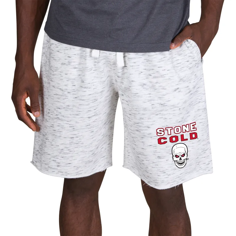 Men's Concepts Sport  White/Charcoal "Stone Cold" Steve Austin Alley Fleece Shorts sold by WWE