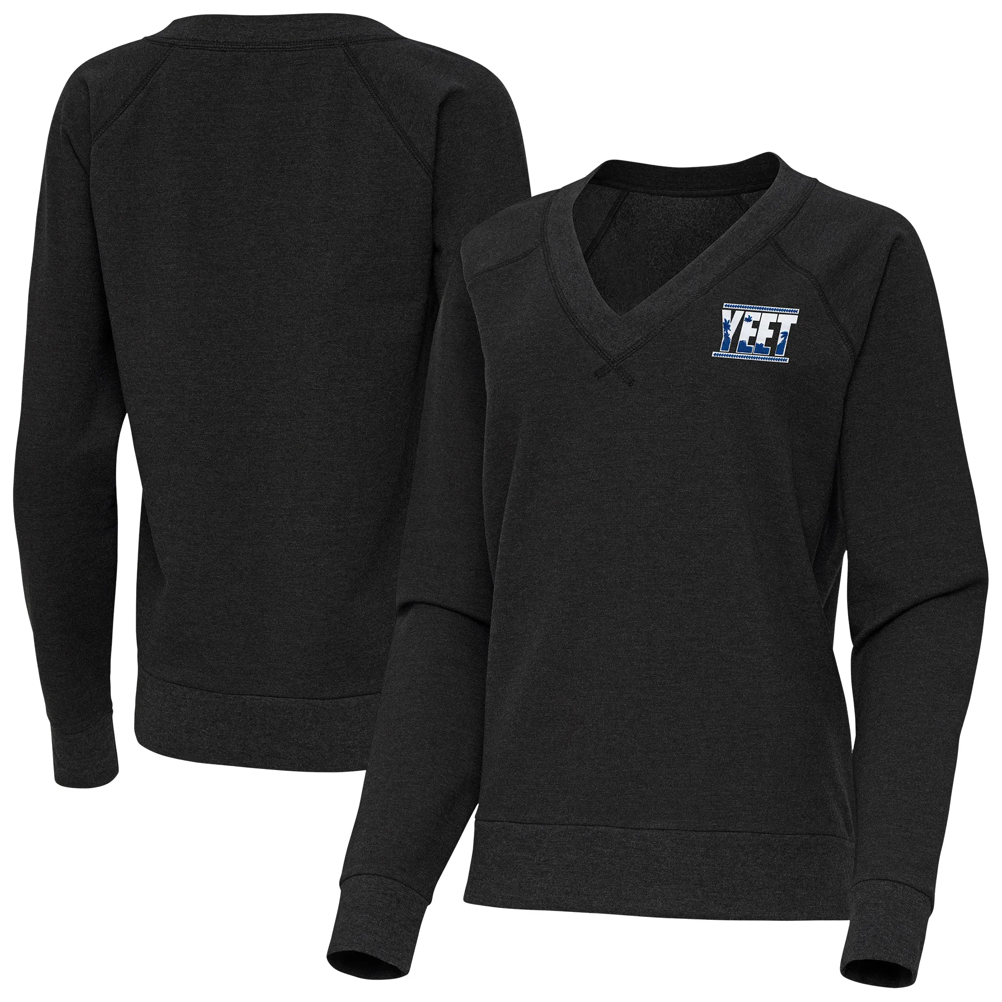 Women's Antigua Heather Black Jey Uso Varsity Tri-Blend V-Neck Long Sleeve T-Shirt sold by WWE
