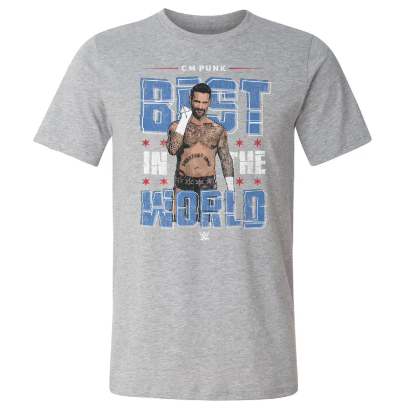 Men's 500 Level Heather Gray CM Punk Gritty T-Shirt sold by WWE