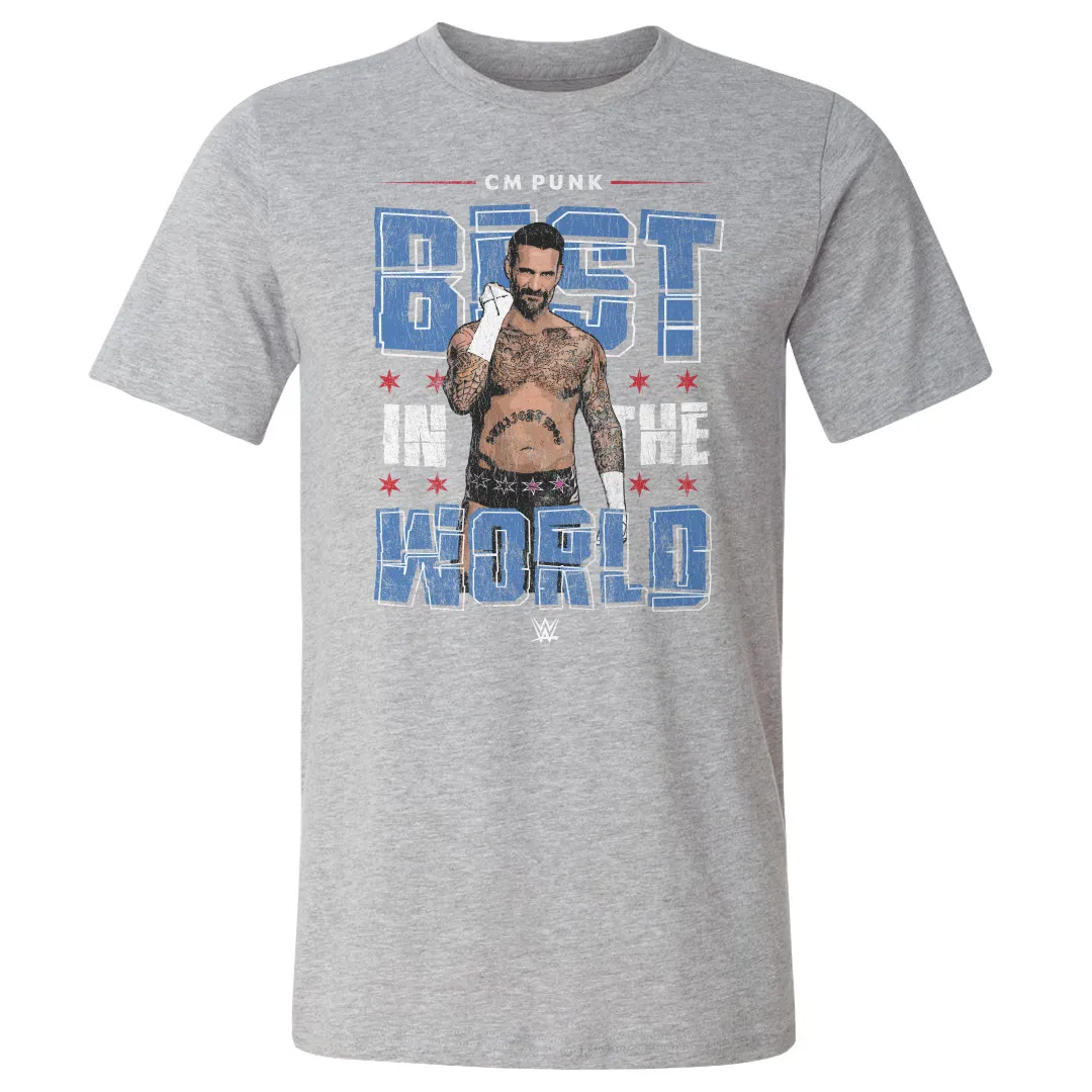 Men's 500 Level Heather Gray CM Punk Gritty T-Shirt sold by WWE