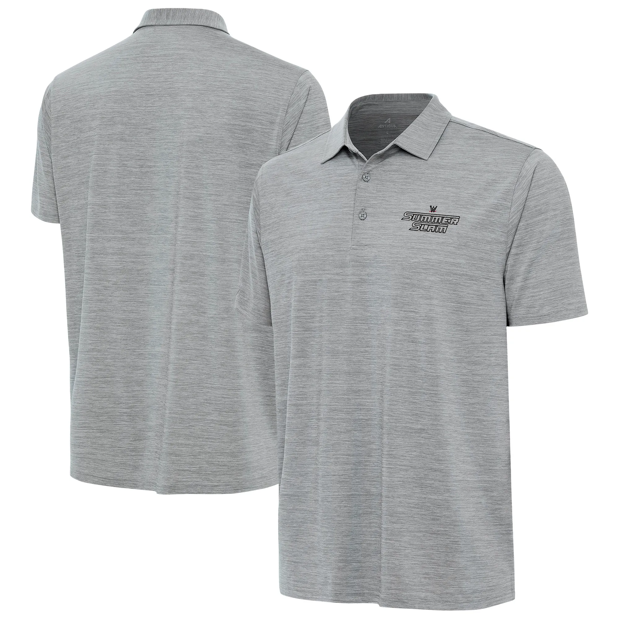 Men's Antigua Heather Gray SummerSlam Layout Polo sold by WWE