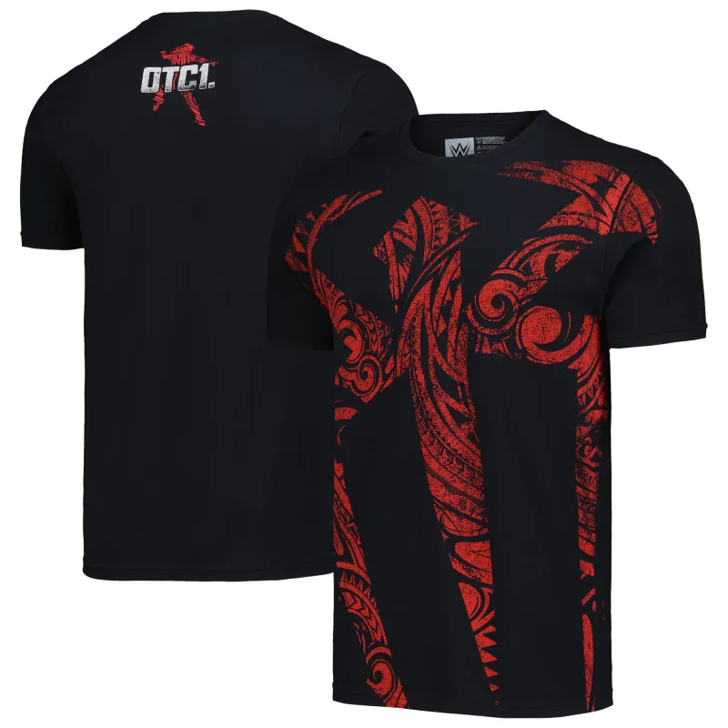Men's Black Roman Reigns OTC 1 Tribal Logo T-Shirt sold by WWE