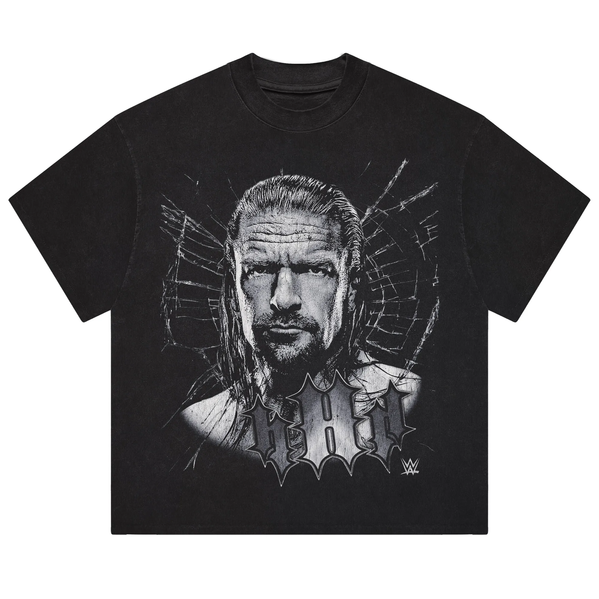 Men's Black Triple H Cracked Glass Boxy T-Shirt sold by WWE