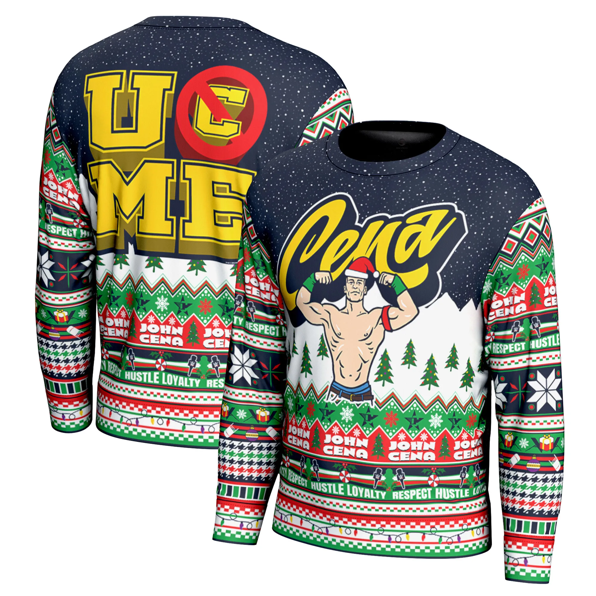 Men's ProSphere Navy John Cena Holiday Sweater sold by WWE
