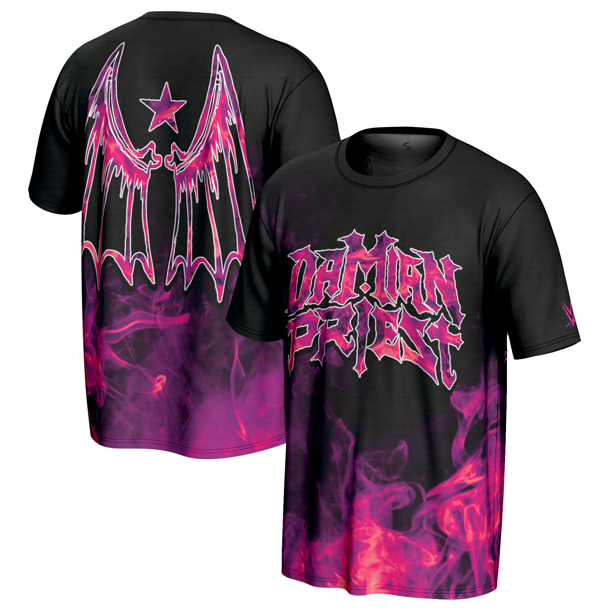 Men's ProSphere Black Damian Priest Purple Flames T-Shirt sold by WWE