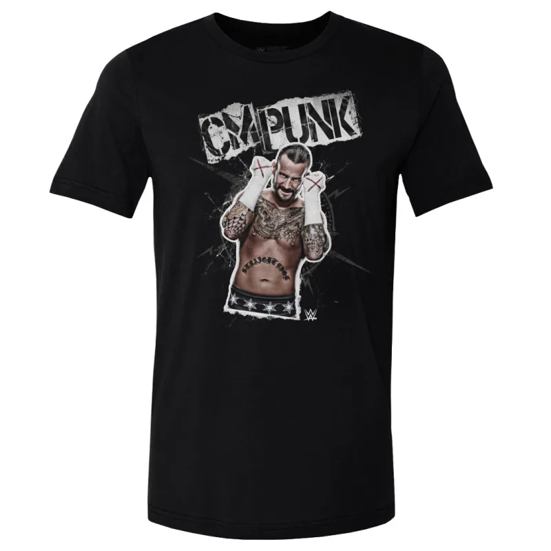 Men's 500 Level Black CM Punk Grunge T-Shirt sold by WWE
