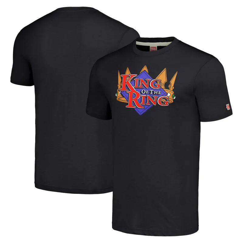 Men's Homage Heather Black King Of The Ring Retro Event Logo T-Shirt sold by WWE