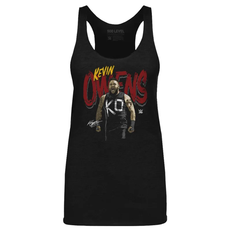 Women's 500 Level Heather Black Kevin Owens Grunge Name Tri-Blend Tank Top sold by WWE