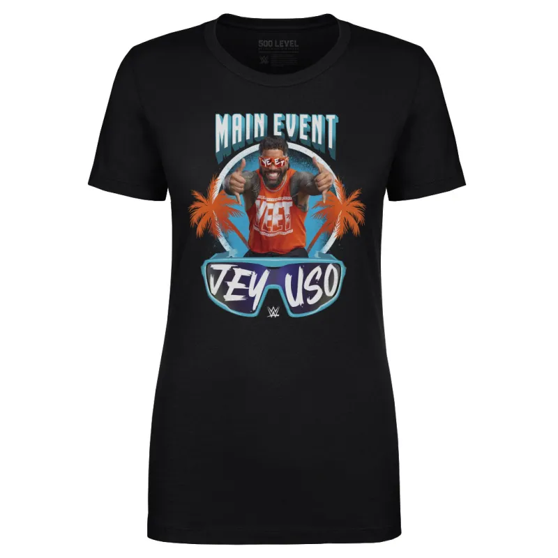 Women's 500 Level Black Jey Uso Main Event Palms T-Shirt sold by WWE