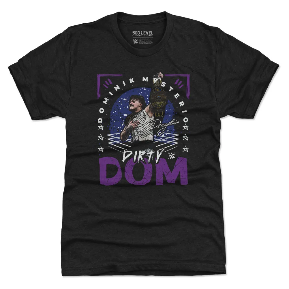 Men's 500 Level Heather Black Dominik Mysterio Champion Premium Tri-Blend T-Shirt sold by WWE
