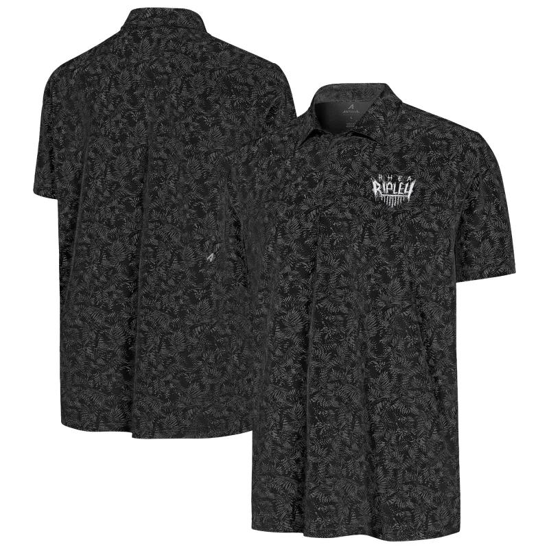 Men's Antigua Black Rhea Ripley Lush Polo sold by WWE