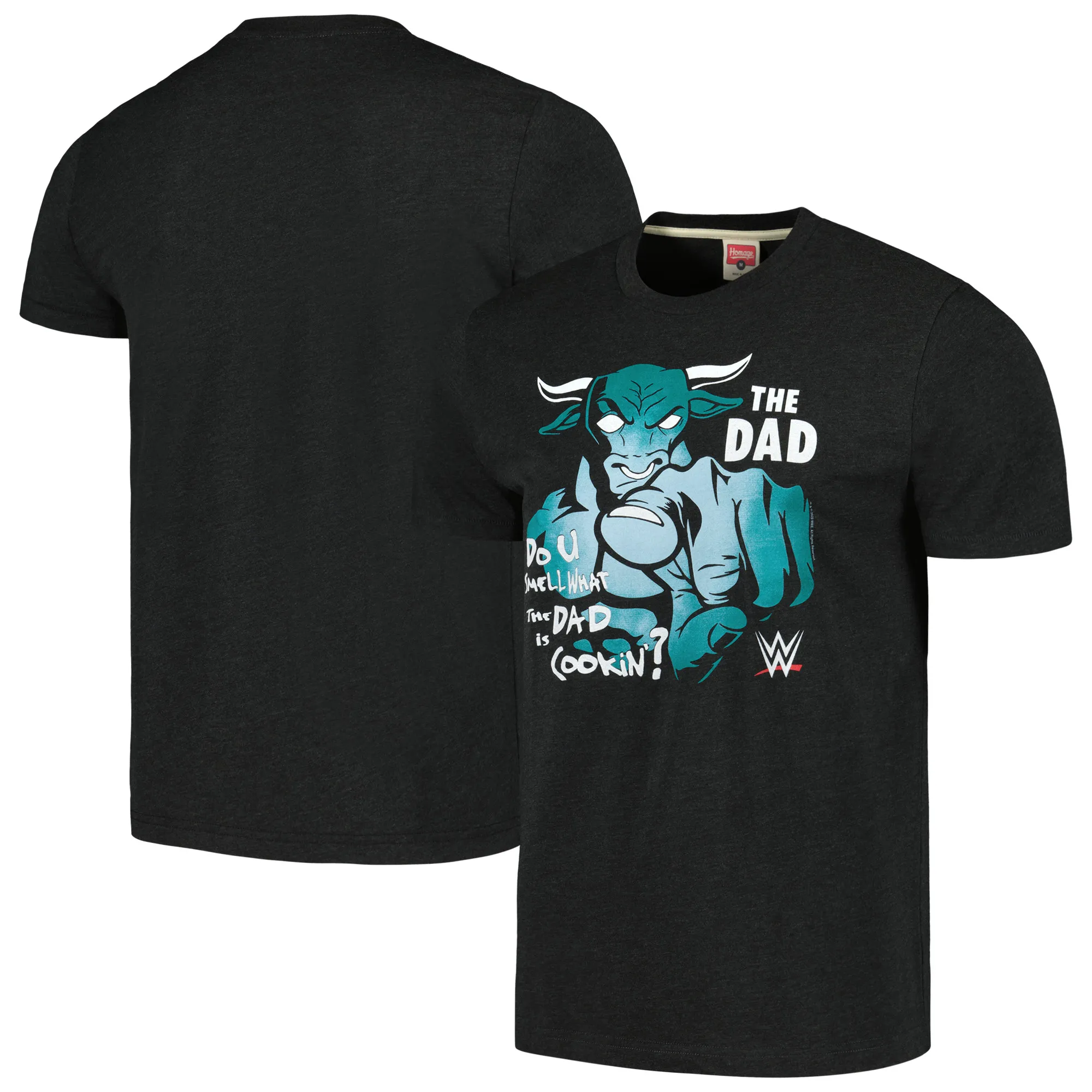Men's Homage Heather Charcoal The Rock Do You Smell? Tri-Blend T-Shirt sold by WWE