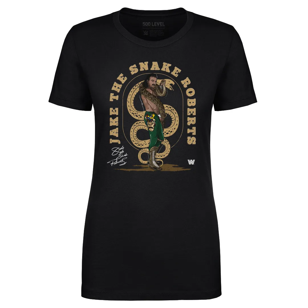 Women's 500 Level Black Jake "The Snake" Roberts Pose T-Shirt sold by WWE