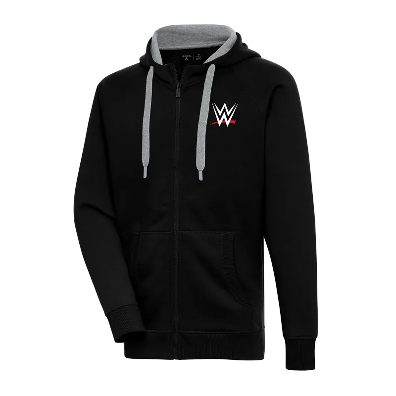 Men's Antigua Black WWE Victory Full-Zip Hoodie sold by WWE